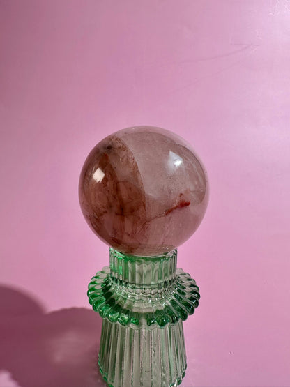 Fire Quartz Sphere Option G | Premium Hematoid Quartz Display Crystal