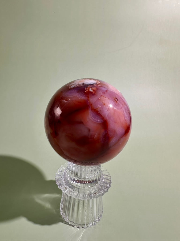 Carnelian Flower Agate Sphere Option D | Premium One-of-a-Kind Crystal