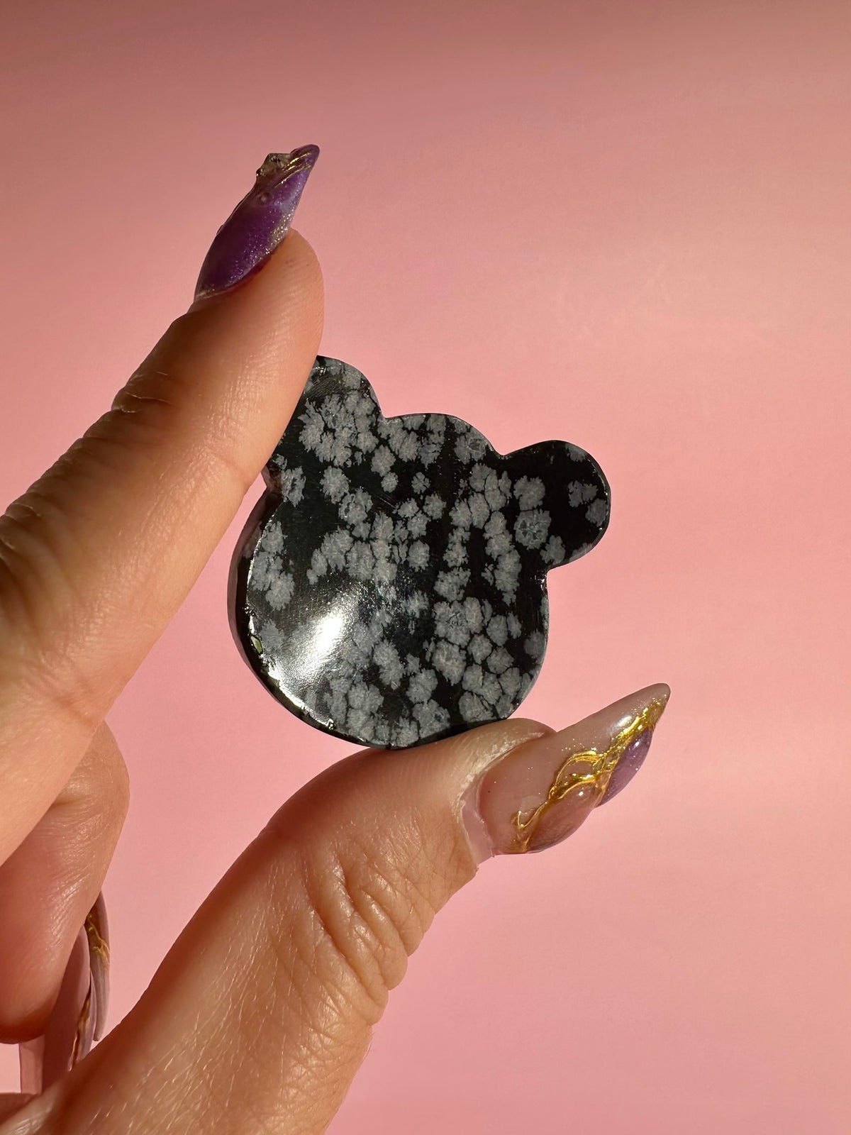 Snowflake Obsidian Bear Worry Stone | Pocket Crystal