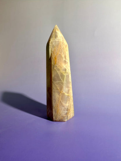 Peach Moonstone Tower – Option C | Collector Crystal, Self-Love & Gentle Transformation