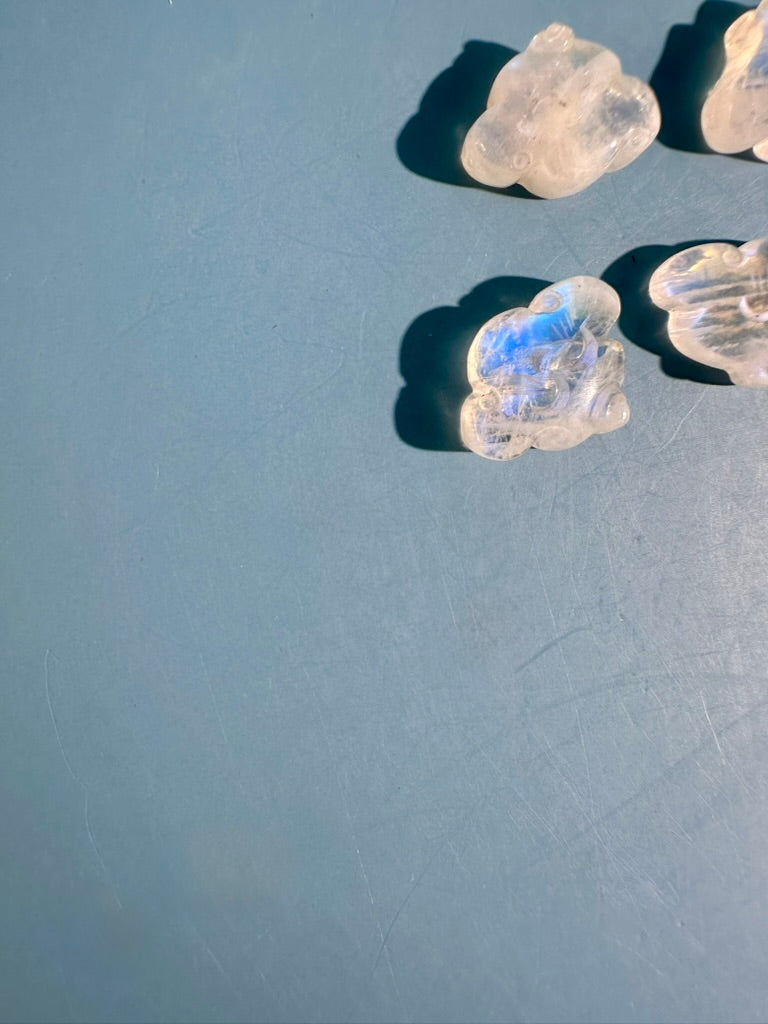 Mini Moonstone Smiley Cloud | Cute Crystal Carving