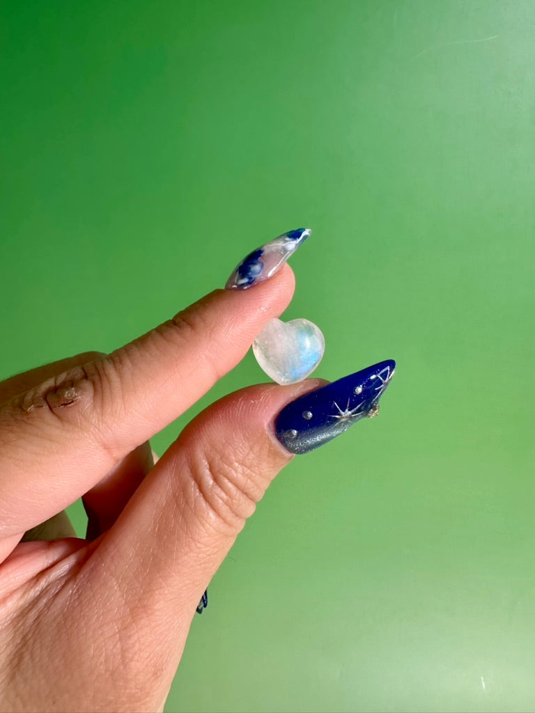 Mini Moonstone Heart | Tiny Crystal Carving