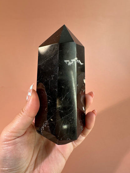 Polished Black Tourmaline Tower – A
