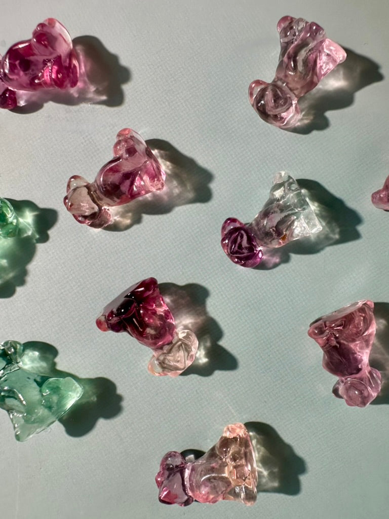Mini Rainbow Fluorite Sitting Dog | Crystal Carving
