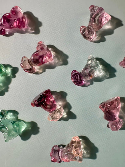 Mini Rainbow Fluorite Sitting Dog | Crystal Carving