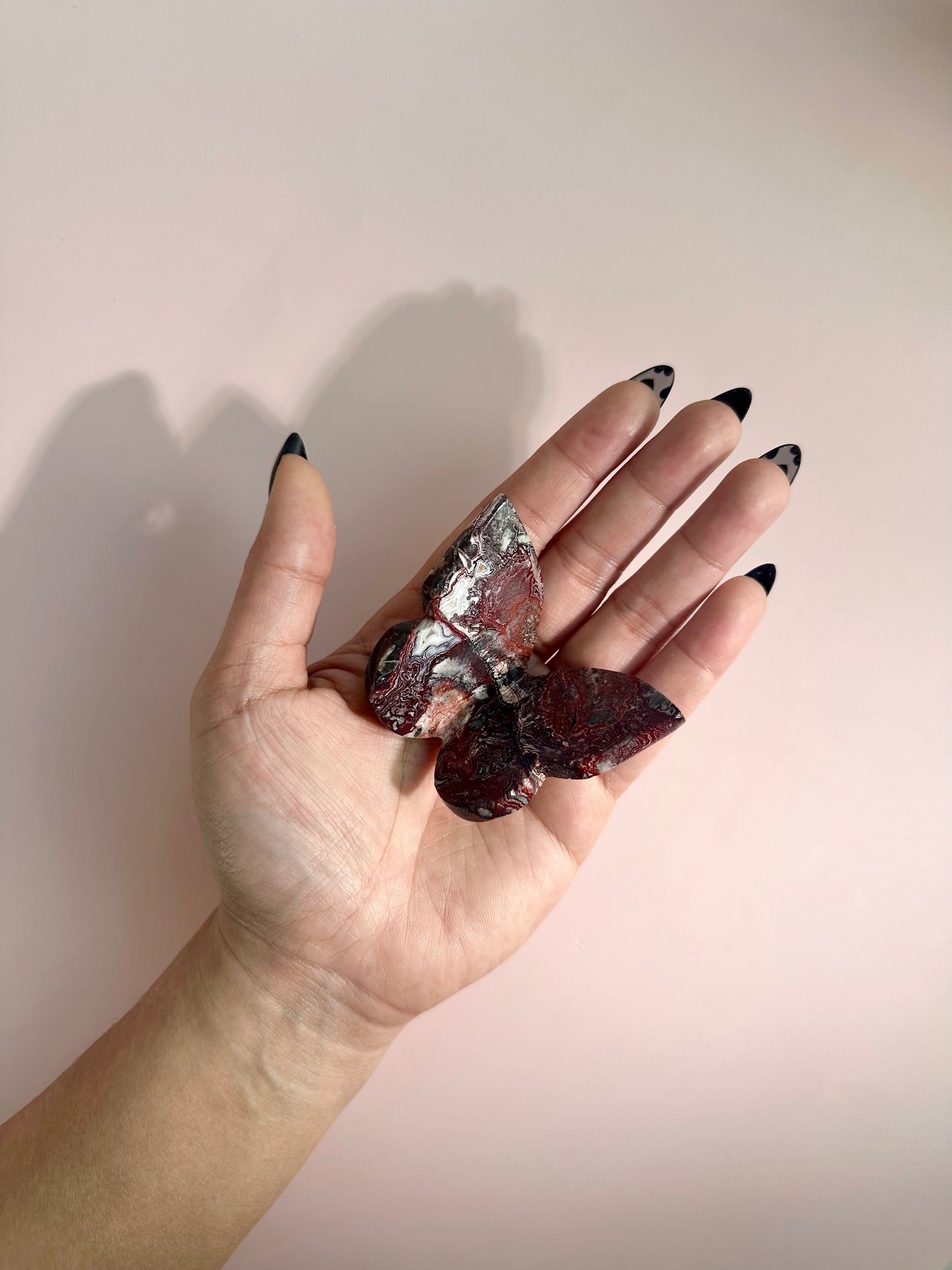 Red Crazy Lace Agate 3D Butterfly Carving