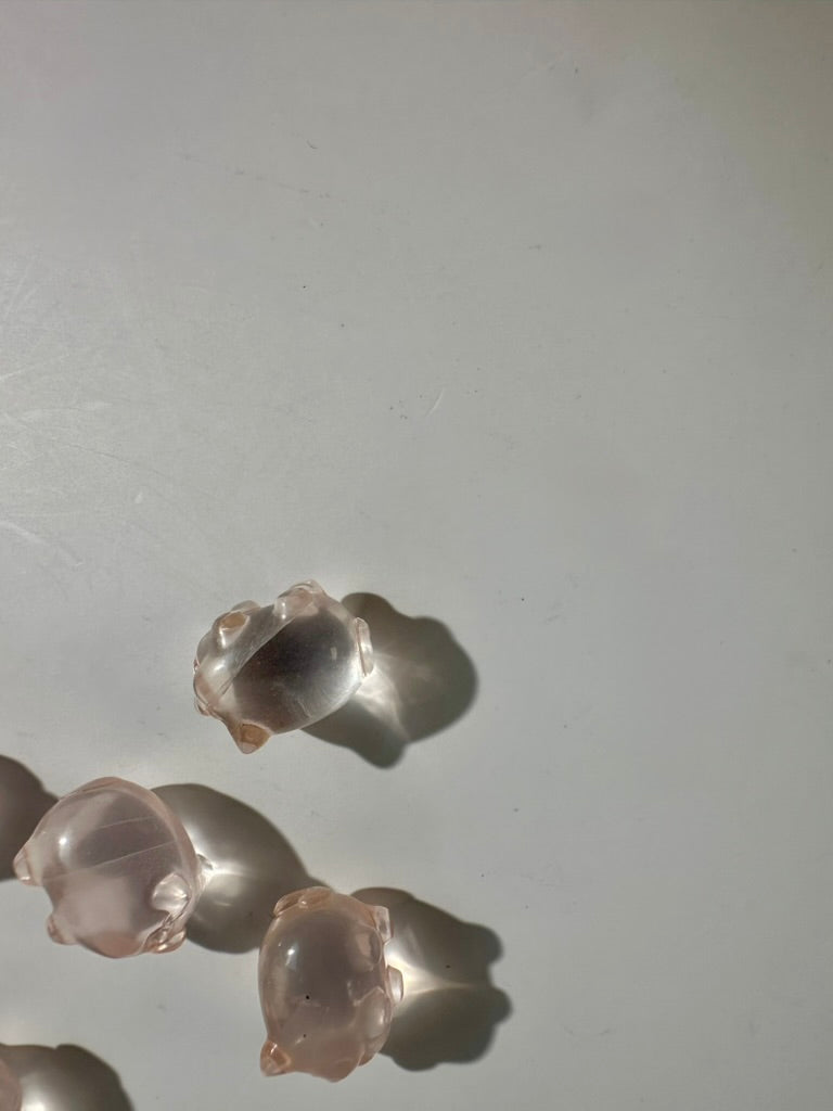 Mini Rose Quartz Pig | Cute Pink Crystal Carving
