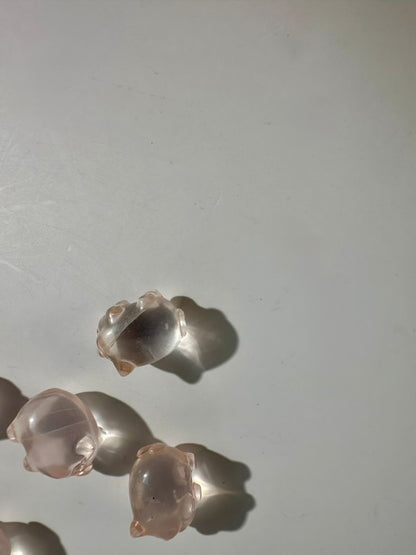 Mini Rose Quartz Pig | Cute Pink Crystal Carving