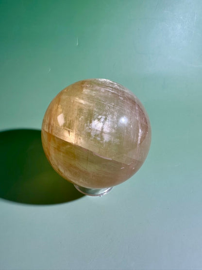 Honey Calcite Sphere – Option E | Collector Crystal, Abundance, Joy & Inner Strength