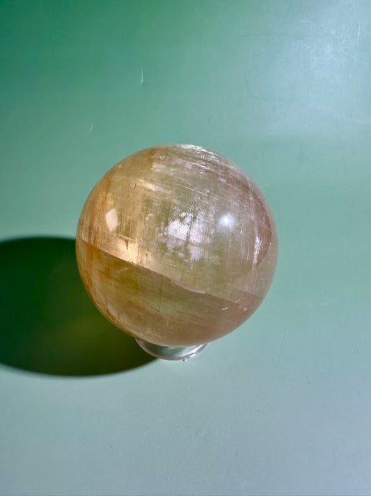 Honey Calcite Sphere – Option E | Collector Crystal, Abundance, Joy & Inner Strength