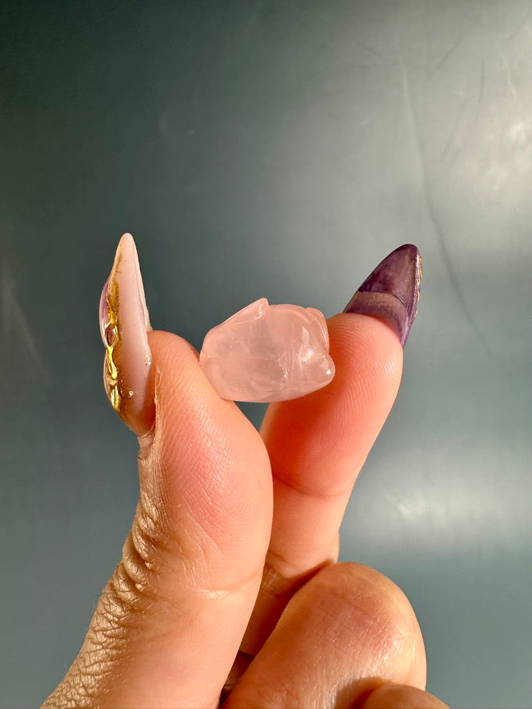 Mini Rose Quartz Bunny | Cute Pink Crystal Carving