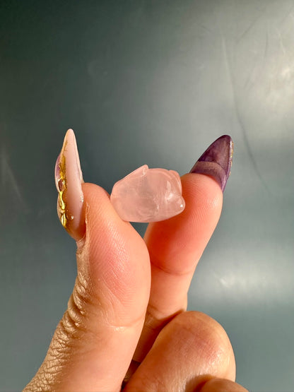 Mini Rose Quartz Bunny | Cute Pink Crystal Carving