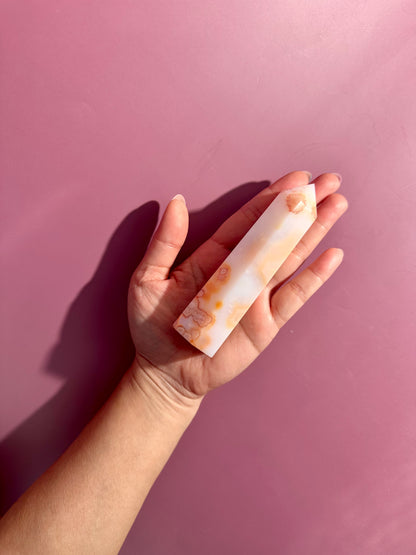 Carnelian Flower Agate Tower Option G | Joy, Confidence & Personal Growth Crystal