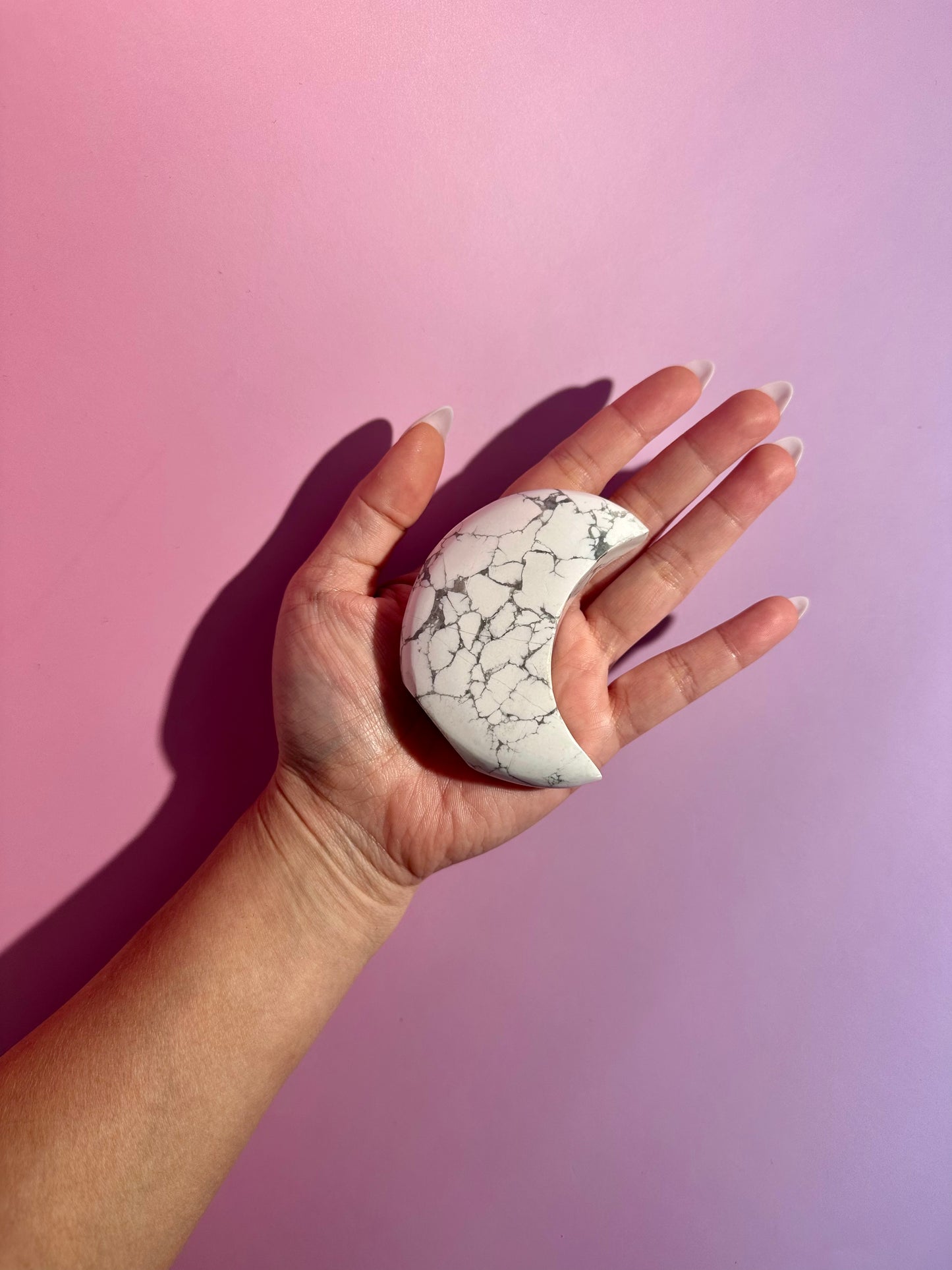 Howlite Self Standing Crescent Moon Carving