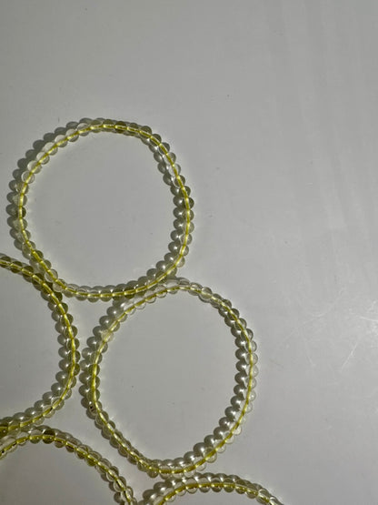 4mm Citrine Beaded Bracelet | Dainty Yellow Crystal Jewelry