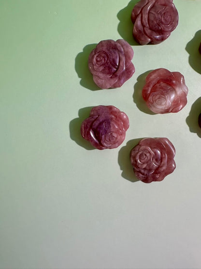 Purple Rose Quartz Rose | Crystal Flower Carving