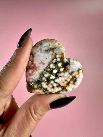 Ocean Jasper Heart Carving – H