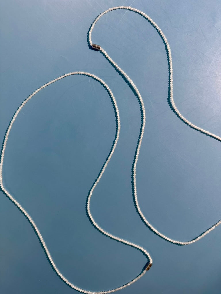 2mm Faceted Moonstone Necklace & Bracelet Wrap | Magnetic Clasp Jewelry