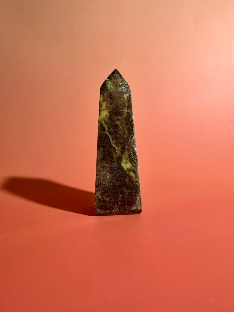 Serpentine with Pyrite Tower (Peru) Option C | Renewal, Confidence & Grounding Crystal
