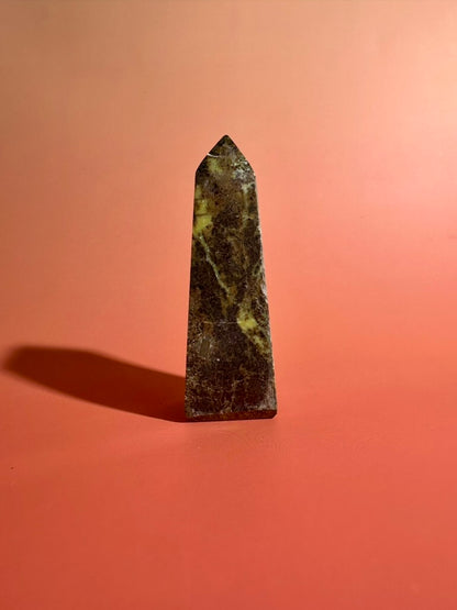 Serpentine with Pyrite Tower (Peru) Option C | Renewal, Confidence & Grounding Crystal