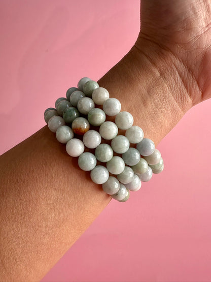8mm Natural Burmese Jade Beaded Bracelet