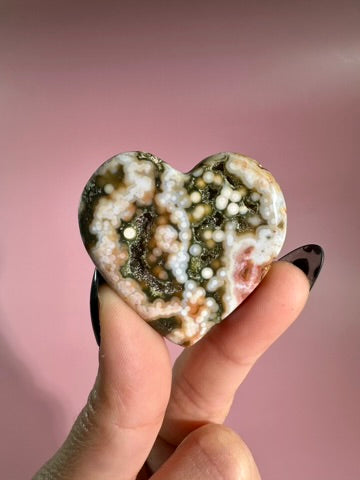 Ocean Jasper Heart Carving – H