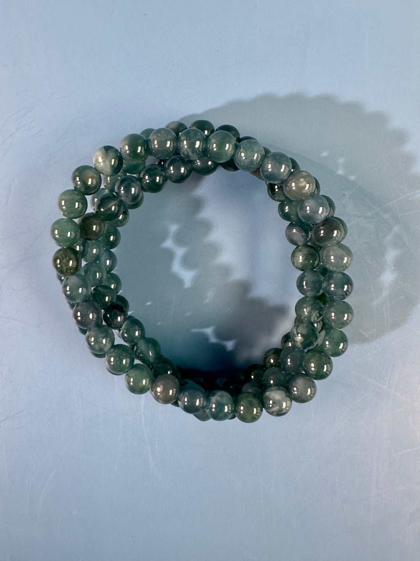 6mm Blue Water Jade Beaded Bracelet