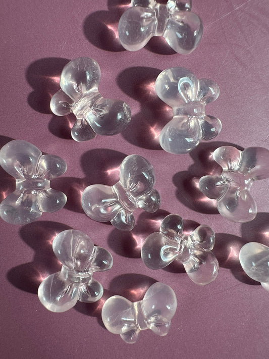 Mini Rose Quartz Bow | Cute Pink Crystal Carving