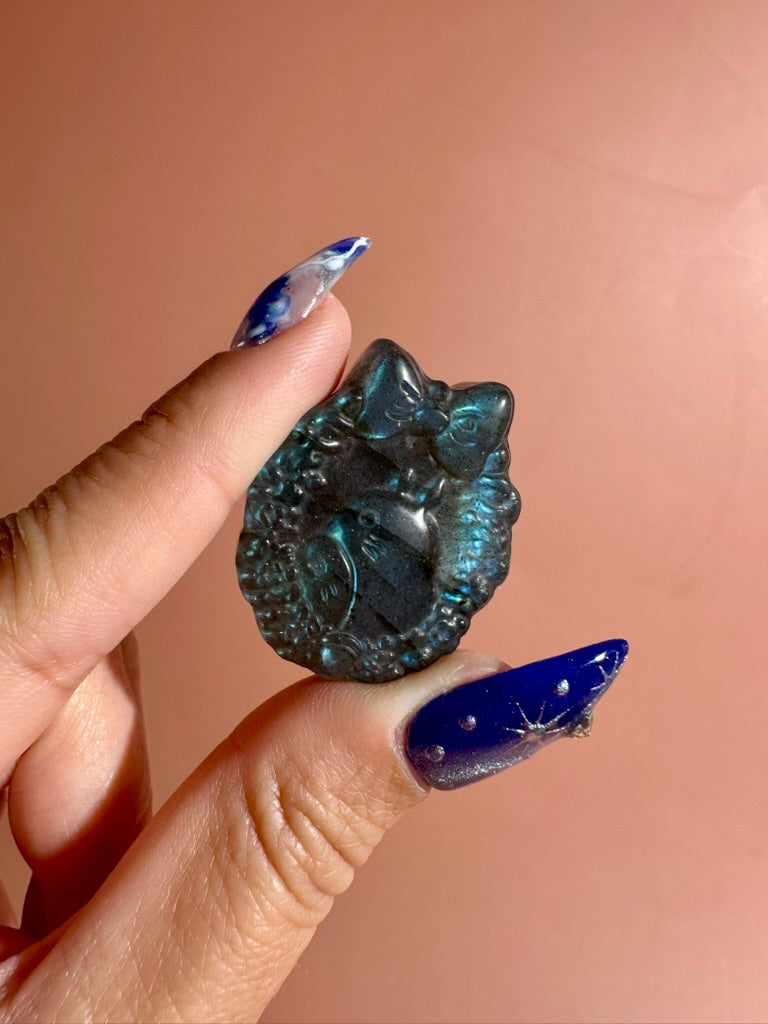 Labradorite Totoro | Flashy Crystal Character Carving