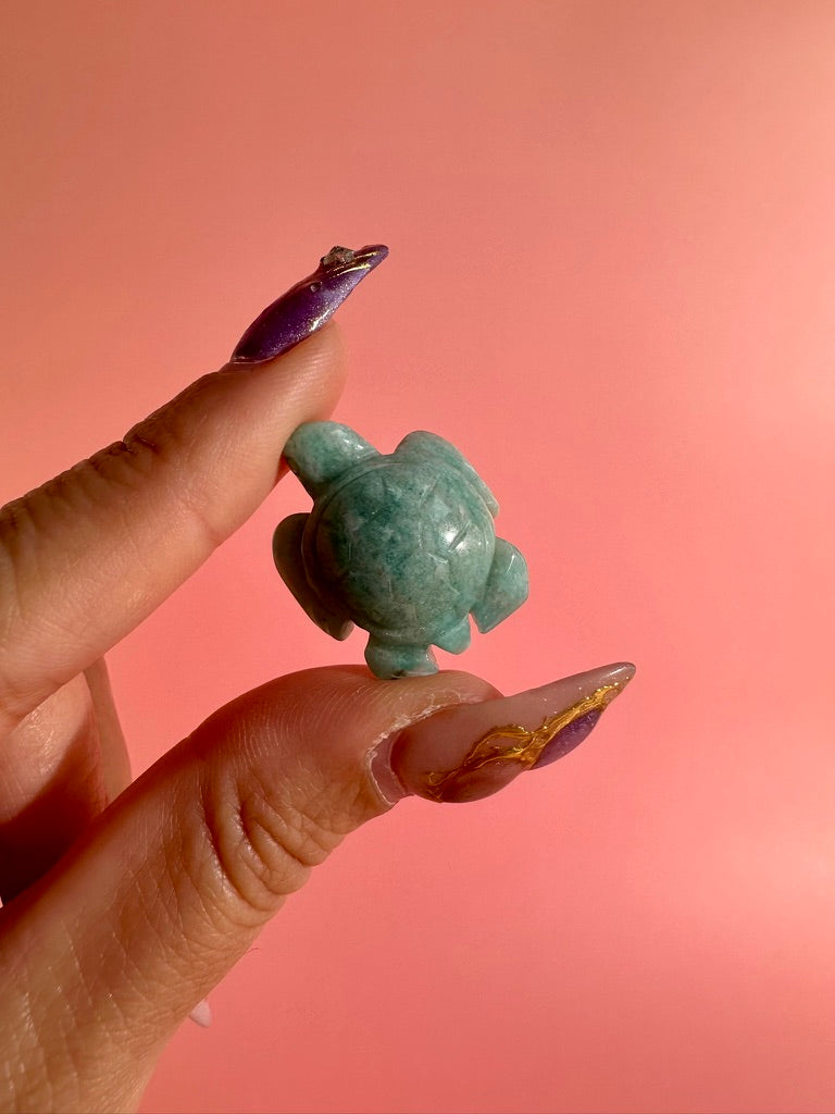 Mini Amazonite Sea Turtle | Crystal Carving