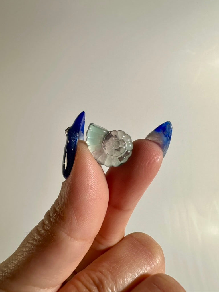 Mini Rainbow Fluorite Ammonite | Fossil-Inspired Crystal Carving