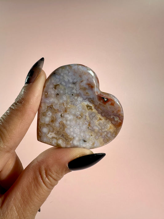 Ocean Jasper Heart Carving – E