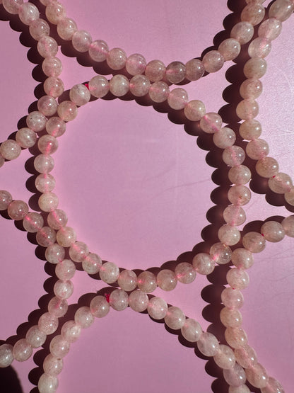 6mm Strawberry Quartz Beaded Bracelet
