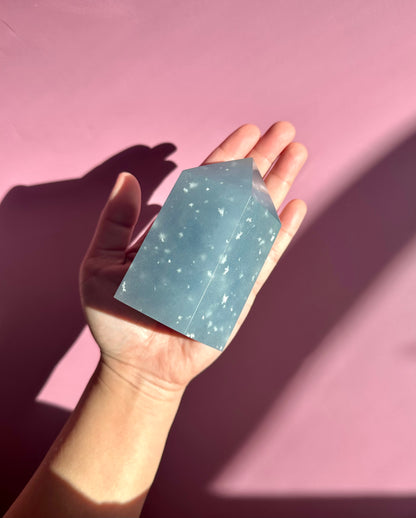 Large Peruvian Snowflake Angelite Tower - A