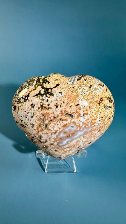 Ocean Jasper Heart with Druzy Pocket