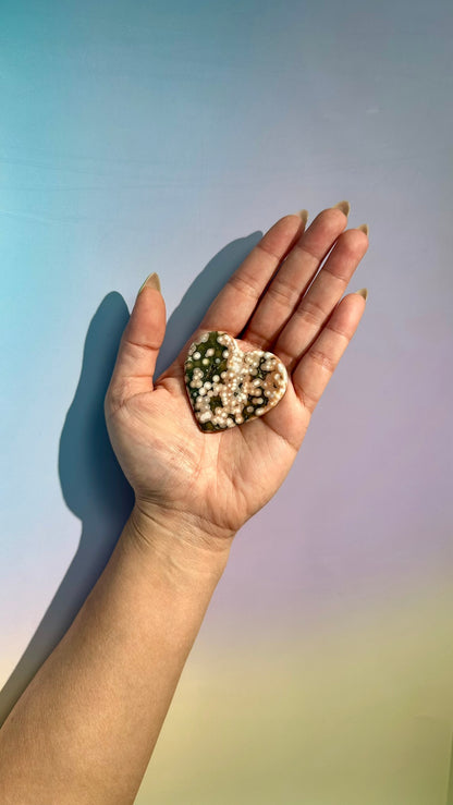 Ocean Jasper Heart Carving – Option O