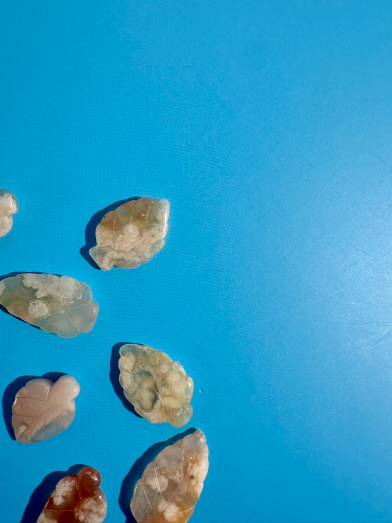 Flower Agate Feather | Floral Crystal Carving