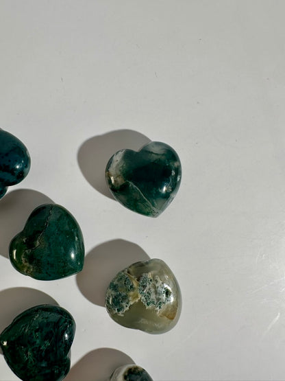 Small Moss Agate Heart | Green Crystal Carving