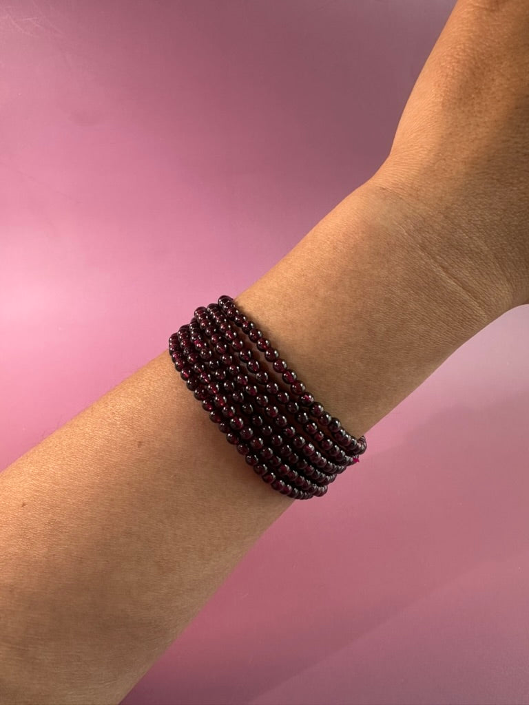 4 mm Garnet Beaded Bracelet