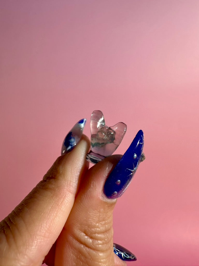 Mini Rainbow Fluorite Hard Rock Longhorn | Crystal Carving