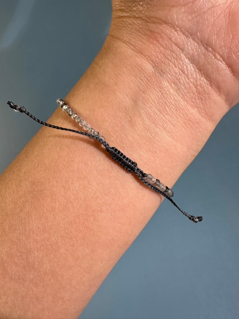 2mm Tourmaline in Quartz Adjustable Beaded Bracelet