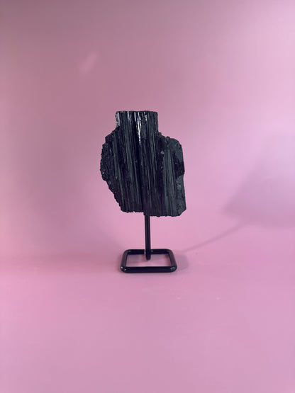 Raw Black Tourmaline on Pinned Stand – A