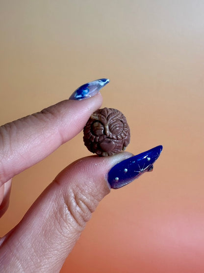 Mini Alashan Agate Owl | Cute Crystal Carving