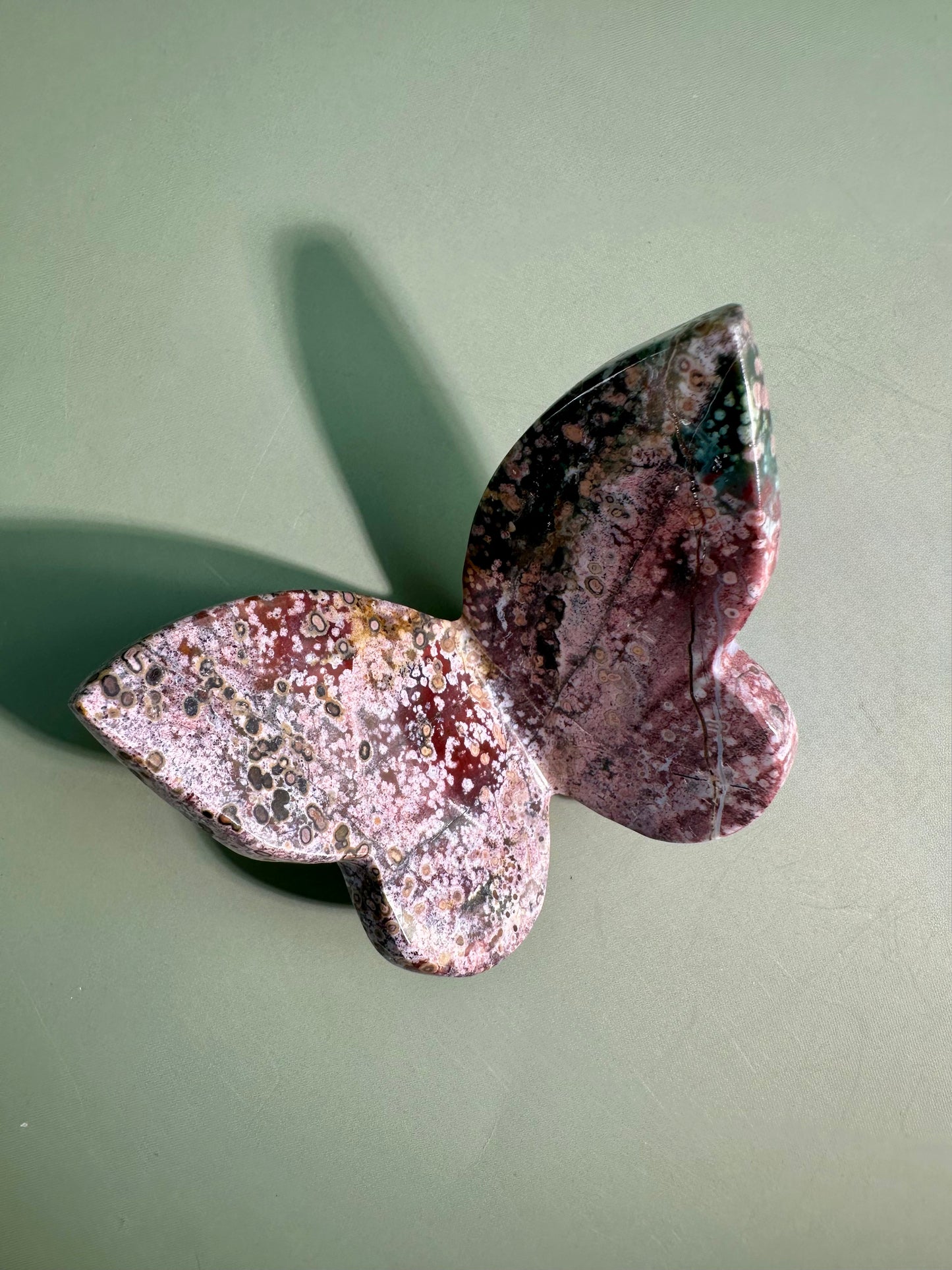 Sea Jasper 3D Butterfly Carving