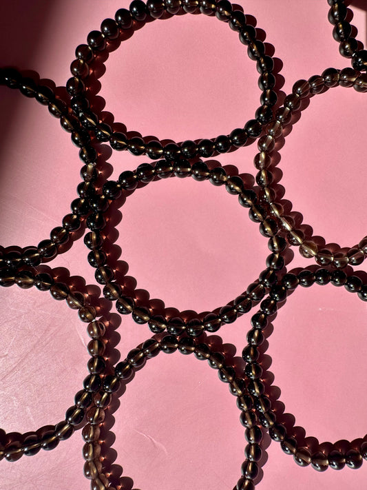6mm Smoky Quartz Beaded Bracelet