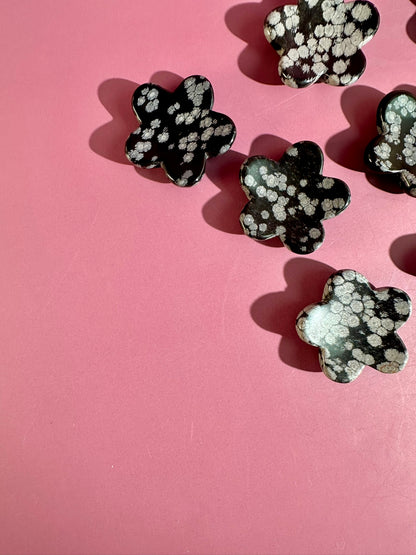 Snowflake Obsidian Flower Worry Stone | Pocket Crystal