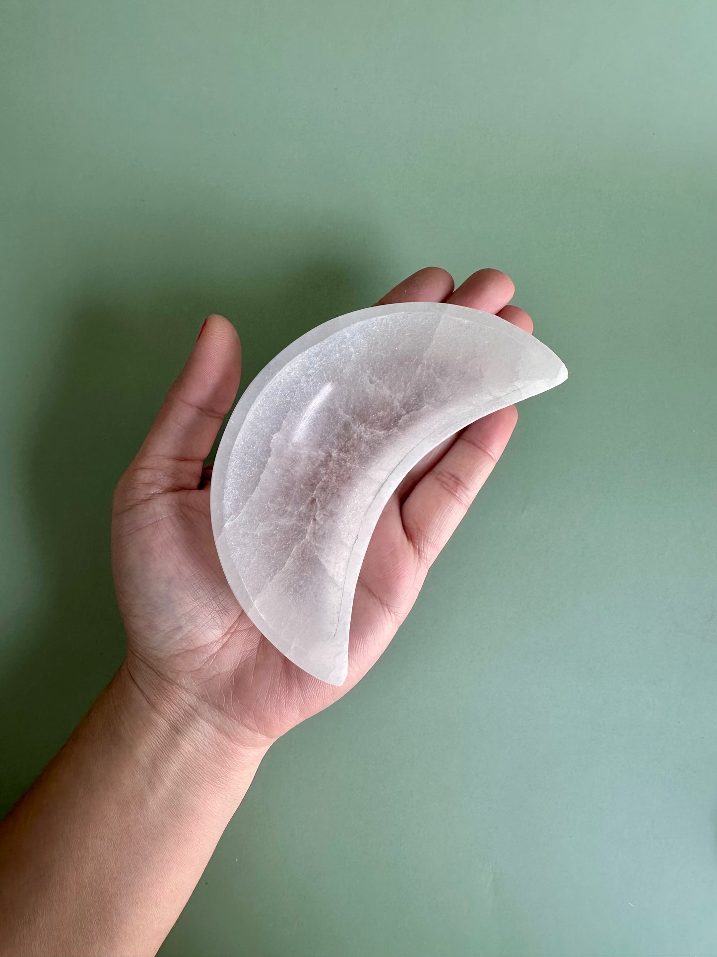 Satin Spar (Selenite) Crescent Moon Dish
