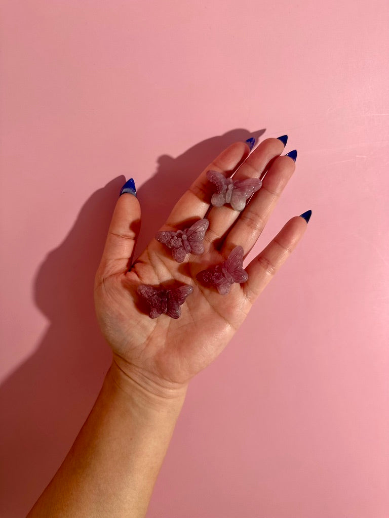 Purple Rose Quartz Butterfly | Crystal Carving