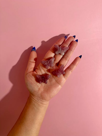 Purple Rose Quartz Butterfly | Crystal Carving
