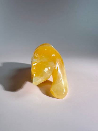 Orange Calcite Bear Carving